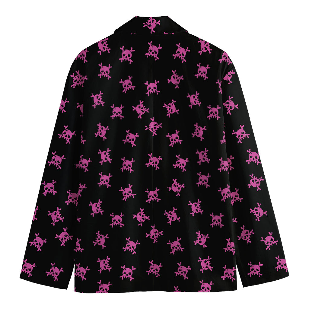 Pink Emo Skull Pattern Print Men's Blazer