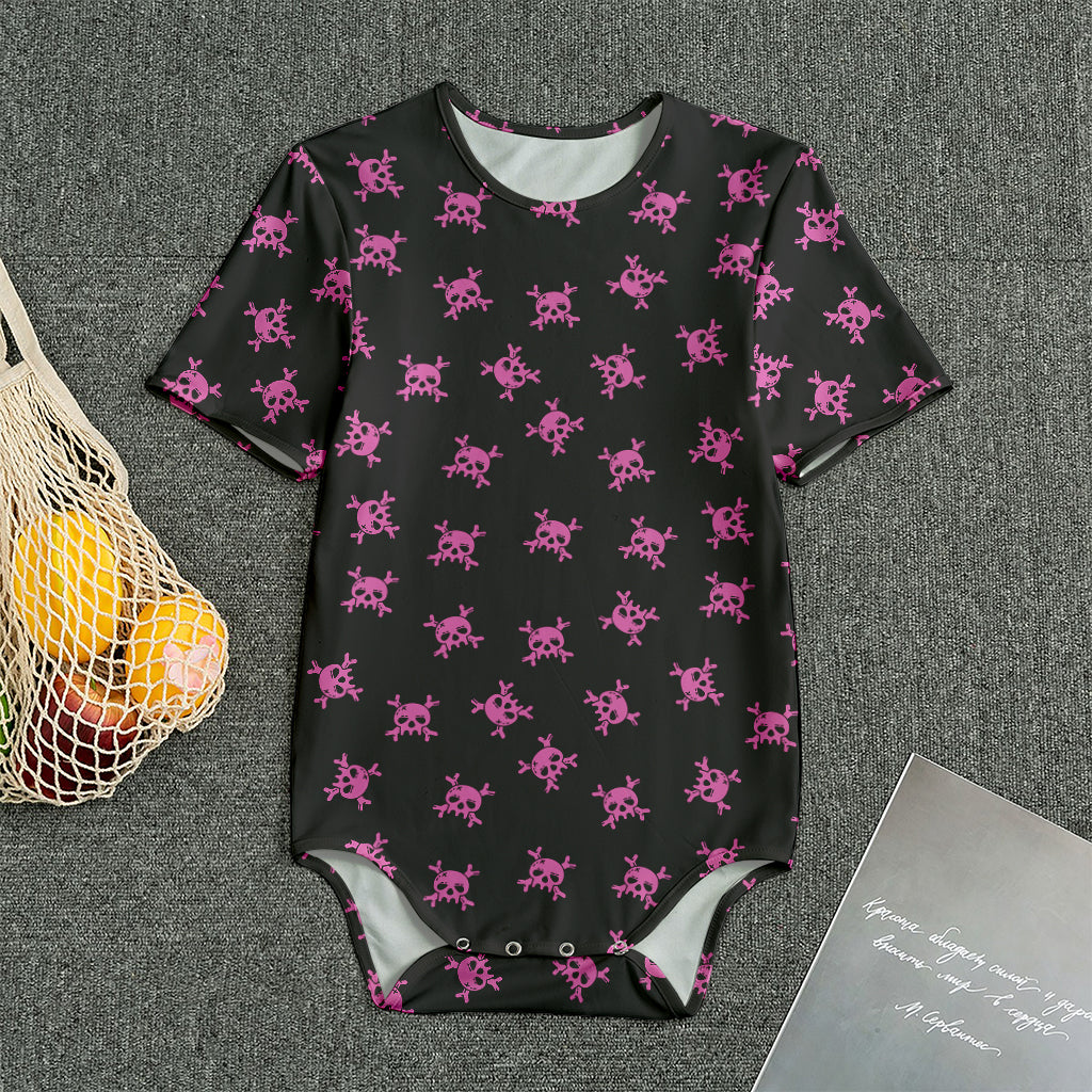 Pink Emo Skull Pattern Print Men's Bodysuit