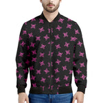 Pink Emo Skull Pattern Print Men's Bomber Jacket