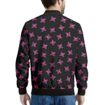 Pink Emo Skull Pattern Print Men's Bomber Jacket