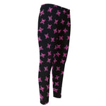 Pink Emo Skull Pattern Print Men's Compression Pants