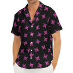 Pink Emo Skull Pattern Print Men's Deep V-Neck Shirt