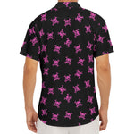 Pink Emo Skull Pattern Print Men's Deep V-Neck Shirt