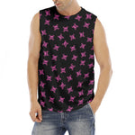 Pink Emo Skull Pattern Print Men's Fitness Tank Top