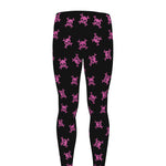 Pink Emo Skull Pattern Print Men's leggings