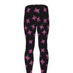 Pink Emo Skull Pattern Print Men's leggings