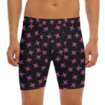 Pink Emo Skull Pattern Print Men's Long Boxer Briefs