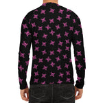 Pink Emo Skull Pattern Print Men's Long Sleeve Rash Guard