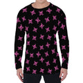 Pink Emo Skull Pattern Print Men's Long Sleeve T-Shirt