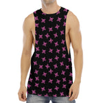 Pink Emo Skull Pattern Print Men's Muscle Tank Top