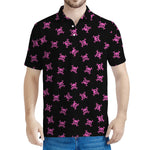 Pink Emo Skull Pattern Print Men's Polo Shirt