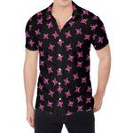 Pink Emo Skull Pattern Print Men's Shirt