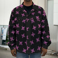 Pink Emo Skull Pattern Print Men's Shirt Jacket