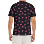 Pink Emo Skull Pattern Print Men's Short Sleeve Rash Guard