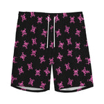 Pink Emo Skull Pattern Print Men's Sports Shorts