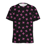 Pink Emo Skull Pattern Print Men's Sports T-Shirt