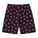 Pink Emo Skull Pattern Print Men's Swim Trunks
