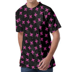 Pink Emo Skull Pattern Print Men's Velvet T-Shirt