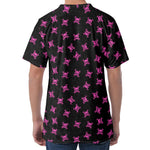 Pink Emo Skull Pattern Print Men's Velvet T-Shirt