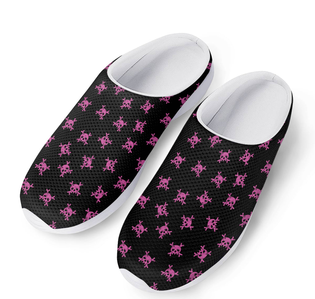 Pink Emo Skull Pattern Print Mesh Casual Shoes