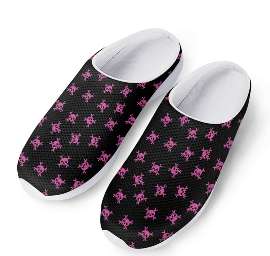 Pink Emo Skull Pattern Print Mesh Casual Shoes