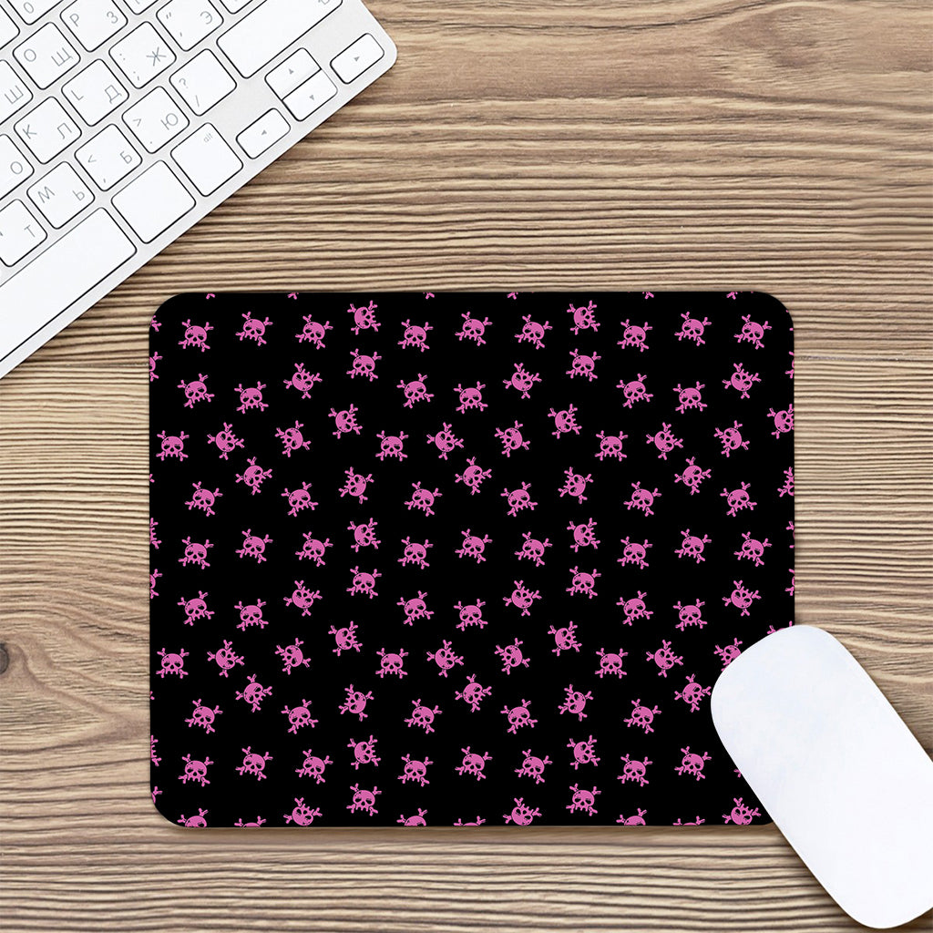 Pink Emo Skull Pattern Print Mouse Pad