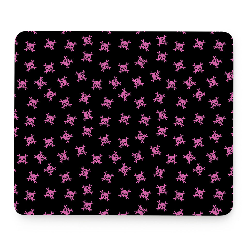 Pink Emo Skull Pattern Print Mouse Pad
