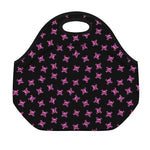 Pink Emo Skull Pattern Print Neoprene Lunch Bag