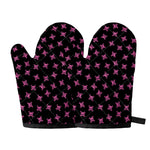 Pink Emo Skull Pattern Print Oven Mitts