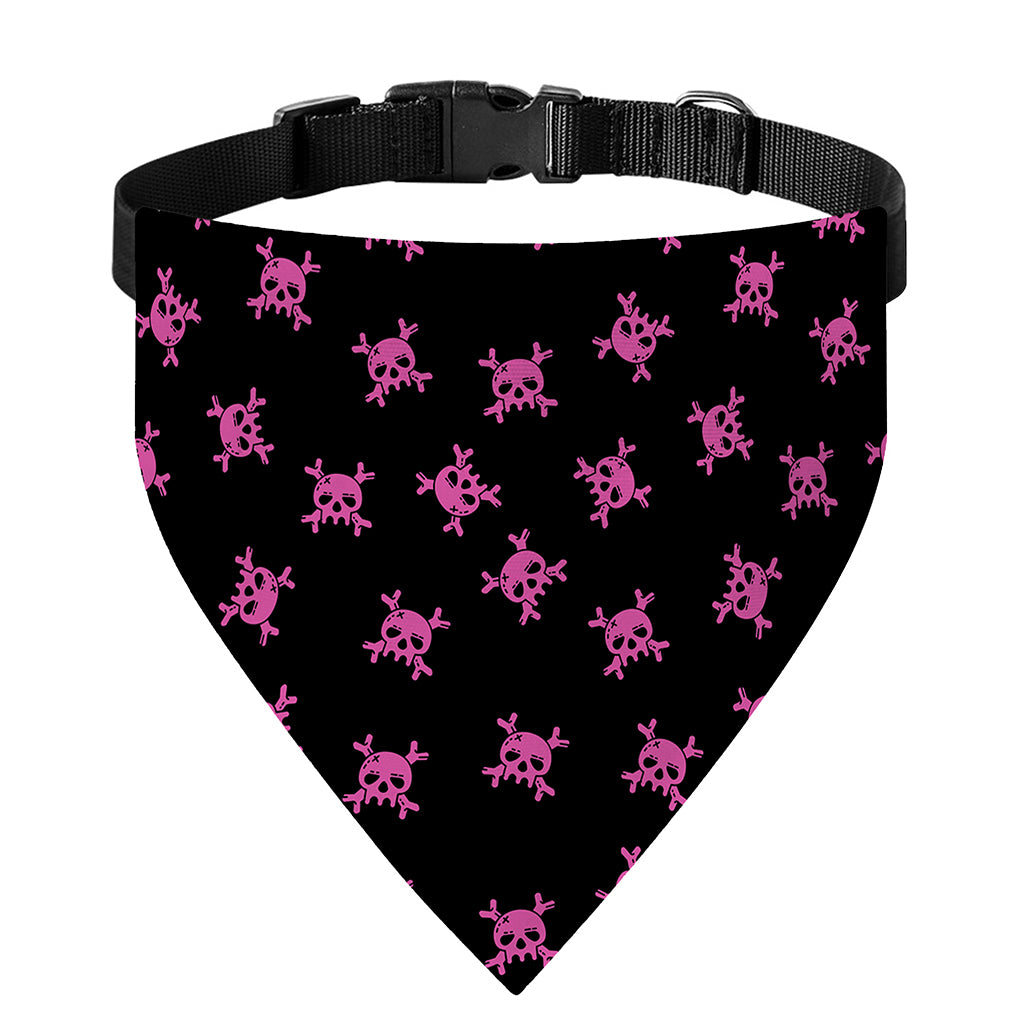 Pink Emo Skull Pattern Print Over The Collar Dog Bandana