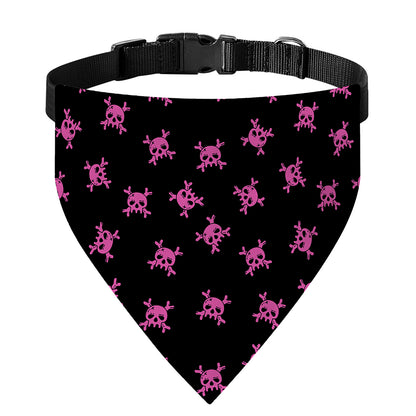 Pink Emo Skull Pattern Print Over The Collar Dog Bandana