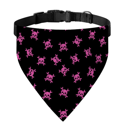 Pink Emo Skull Pattern Print Over The Collar Dog Bandana