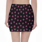 Pink Emo Skull Pattern Print Pencil Mini Skirt
