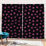 Pink Emo Skull Pattern Print Pencil Pleat Curtains