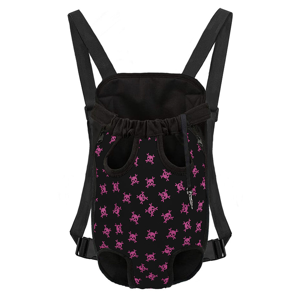 Pink Emo Skull Pattern Print Pet Carrier Backpack