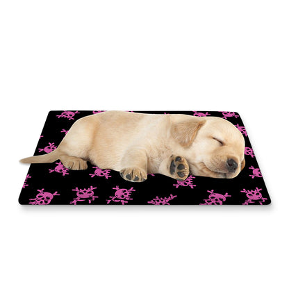 Pink Emo Skull Pattern Print Pet Cooling Mat Cover