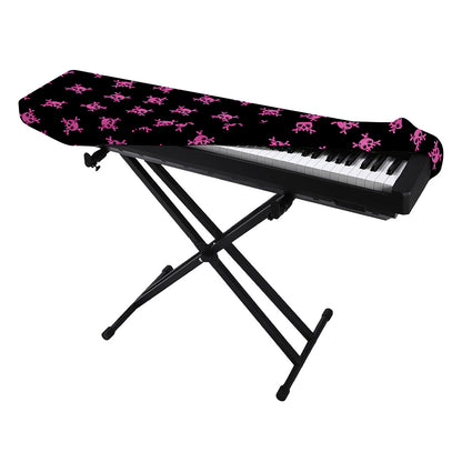 Pink Emo Skull Pattern Print Piano Keyboard Cover