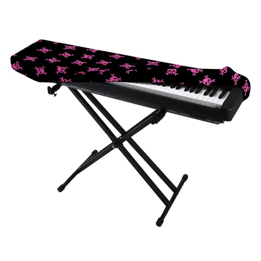 Pink Emo Skull Pattern Print Piano Keyboard Cover