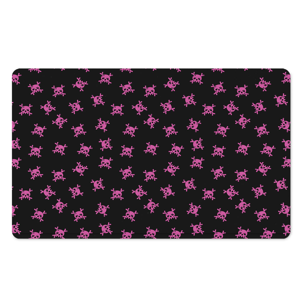 Pink Emo Skull Pattern Print Polyester Doormat