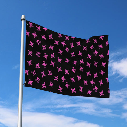 Pink Emo Skull Pattern Print Polyester Flag