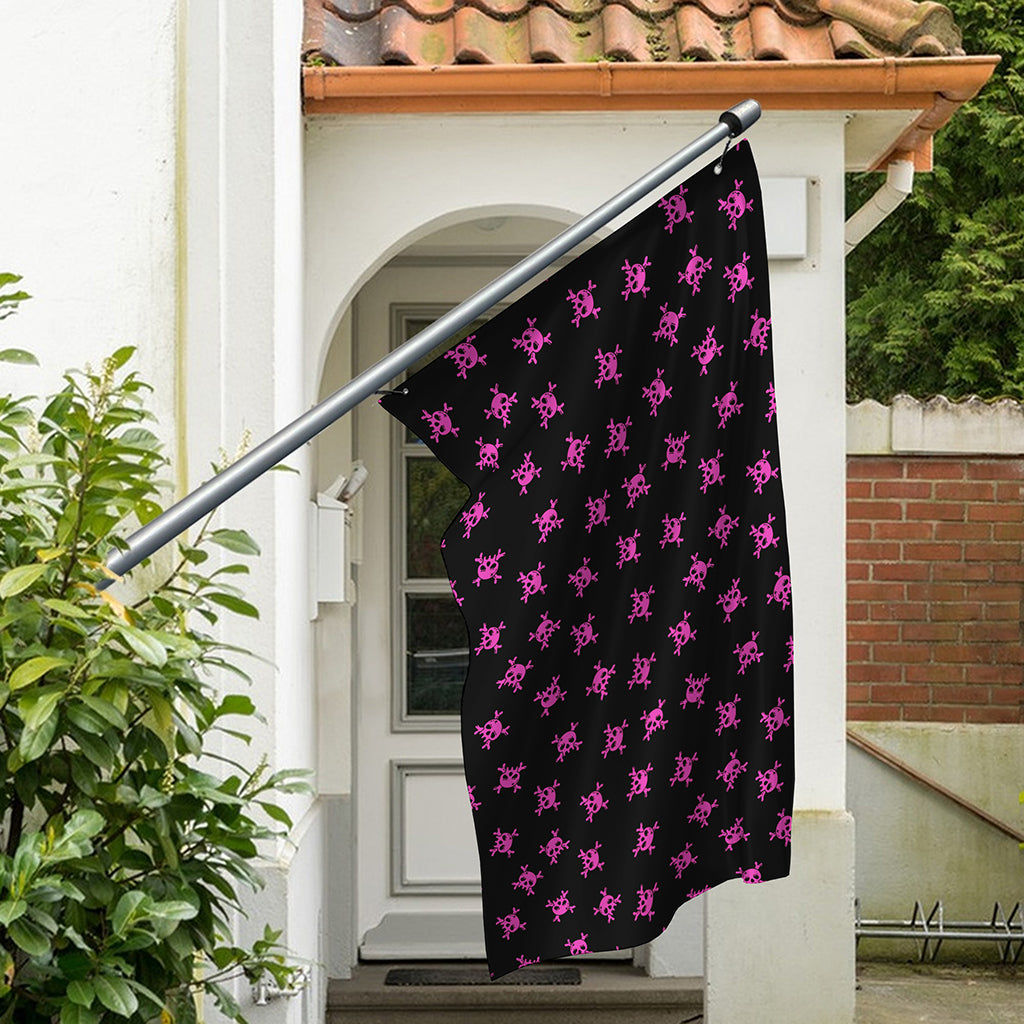 Pink Emo Skull Pattern Print Polyester Flag
