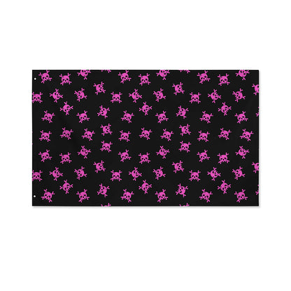 Pink Emo Skull Pattern Print Polyester Flag