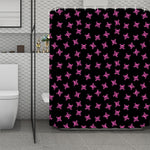 Pink Emo Skull Pattern Print Polyester Shower Curtain