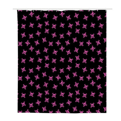 Pink Emo Skull Pattern Print Polyester Shower Curtain