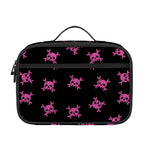 Pink Emo Skull Pattern Print Portable Lunch Bag