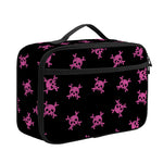 Pink Emo Skull Pattern Print Portable Lunch Bag