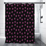 Pink Emo Skull Pattern Print Premium Shower Curtain