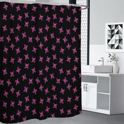 Pink Emo Skull Pattern Print Premium Shower Curtain