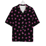 Pink Emo Skull Pattern Print Rayon Hawaiian Shirt
