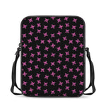 Pink Emo Skull Pattern Print Rectangular Crossbody Bag